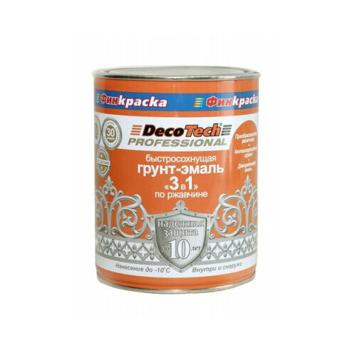 Эмаль DecoTech 3в1 серая RAL7004 0_9кг 918₽