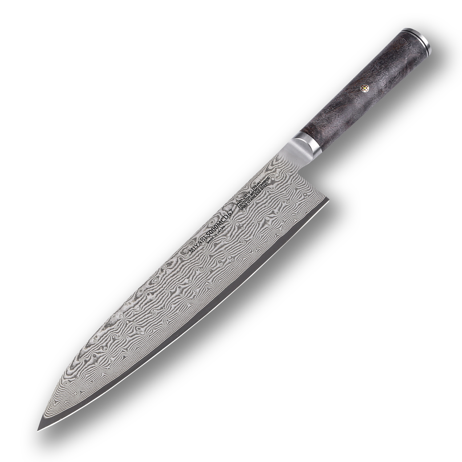 Эксклюзивный поварской кухонный шеф-нож Miyabi 23.9 см, сталь ZDP-189 в обкладках из дамасской стали, 34401-241