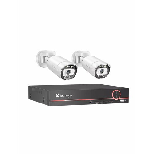 Готовый комплект видеонаблюдения Techage 5Мп POE камера белый 13999₽