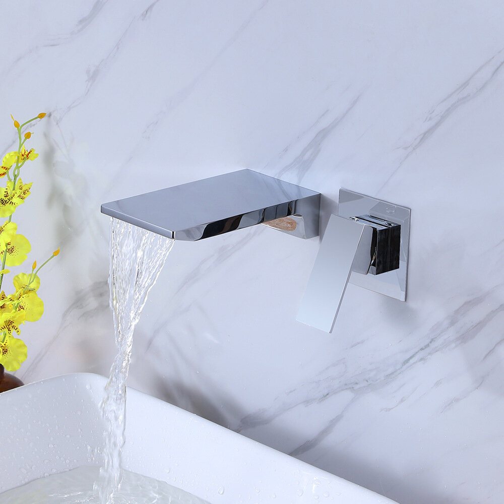 фото Смеситель для раковины, водопадный тип, встраиваемый, латунь