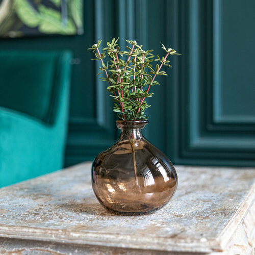 Ваза стеклянная SIMPLICITY San Miguel 18 см для цветов и сухоцветов прозрачная интерьерная Цвет: бежевый коричневый, бежевый