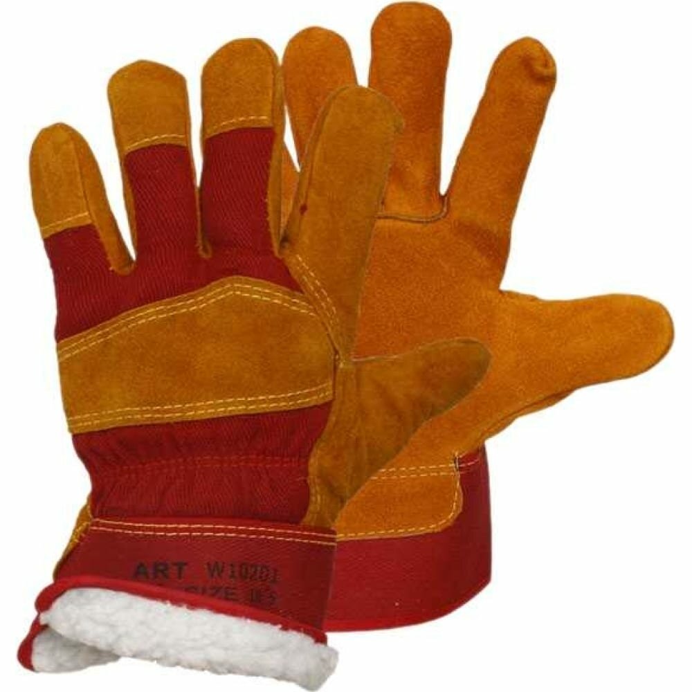 фото Комбинированные спилковые перчатки S. GLOVES nekkar искусственный мех, р.10.5 31881-10.5