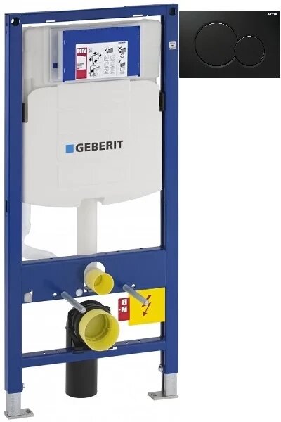Инсталляция для унитаза Geberit Duofix Sigma 01 111.300.00.5 + 111.815.00.1 + 115.770. DW.5 с кнопкой смыва черный глянец