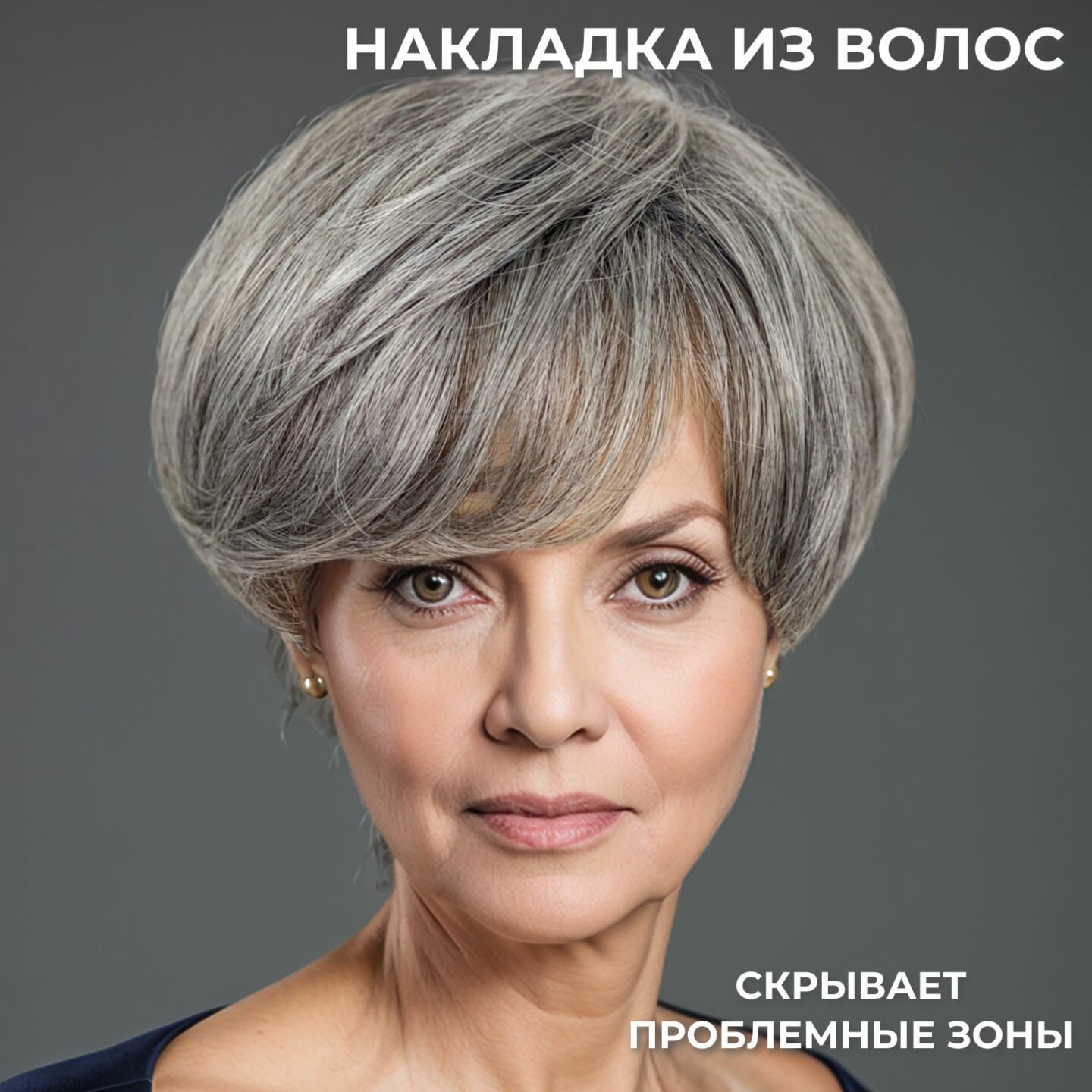 Накладка полупарик из волос для объема на теменную зону на заколках