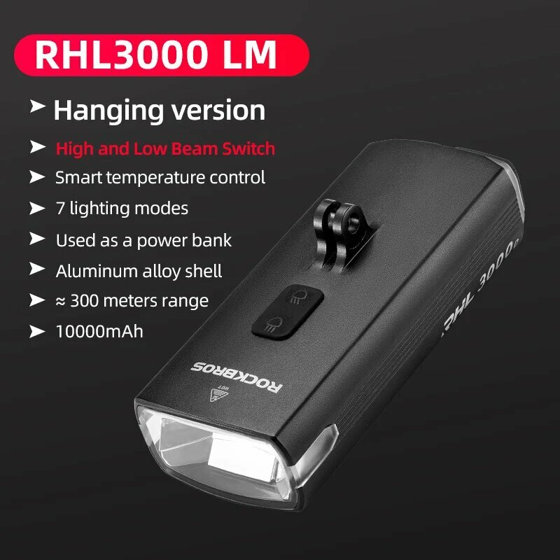 ROCKBROS RHL30 алюминиевый велосипедный фонарь 3000LM