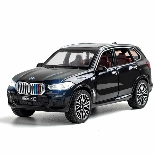 фото Коллекционная машинка 1:32 bmw x5 черная, открывающиеся двери, капот, багажник, свет фар