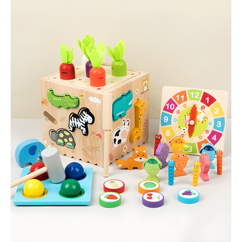 Деревянный развивающий куб Восемь-в-одном 12х12 см разноцветный 1603₽