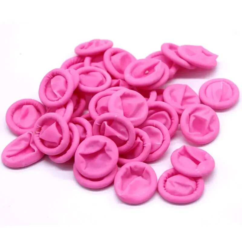 Одноразовые защитные напальчники из натурального каучука, 100pcs, Розовый