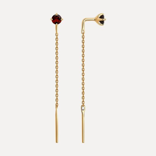 Изображение товара Серьги цепочки, красное золото, 585 проба, гранат