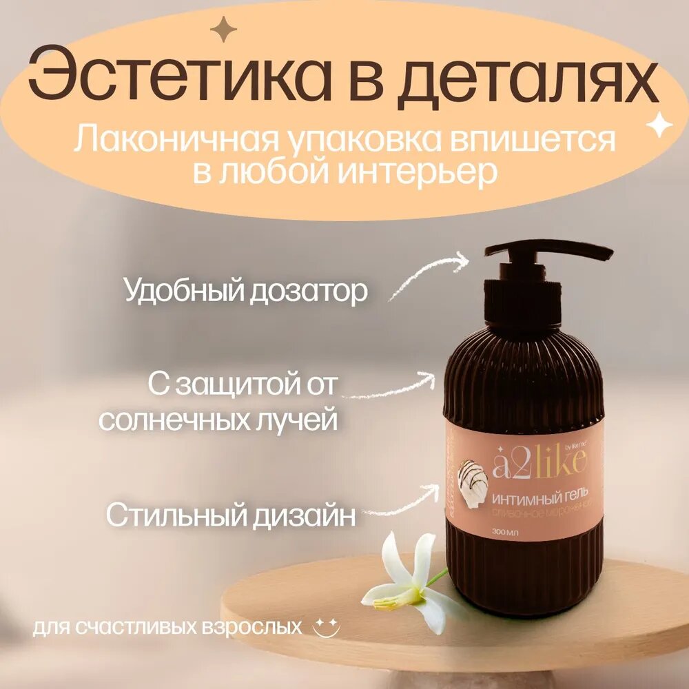 Лубрикант на водной основе со вкусом сливочное мороженое A2LIKE 300 мл съедобный лубрикант с дозатором — фото 1
