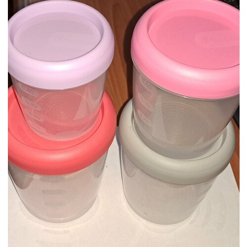 Контейнер для еды 4 шт с мерной шкалой закручивающаяся крышка 14л 105л 075л 055л 390₽