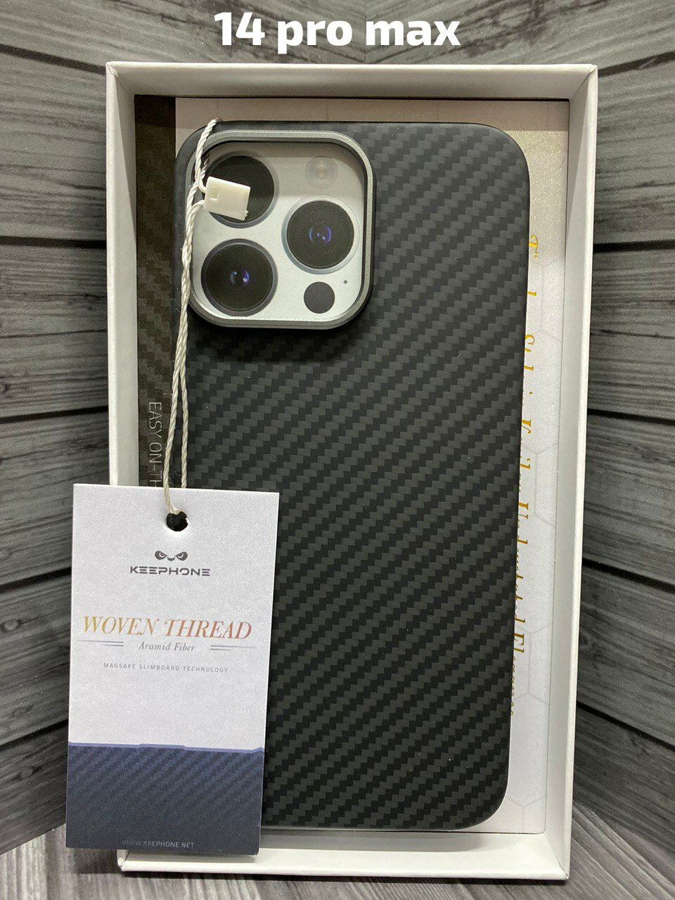 Чехол для iPhone 14 Pro Max с MagSafe Keephone KEVILAR, кевларовый чехол для Айфон 14 Pro Max черный