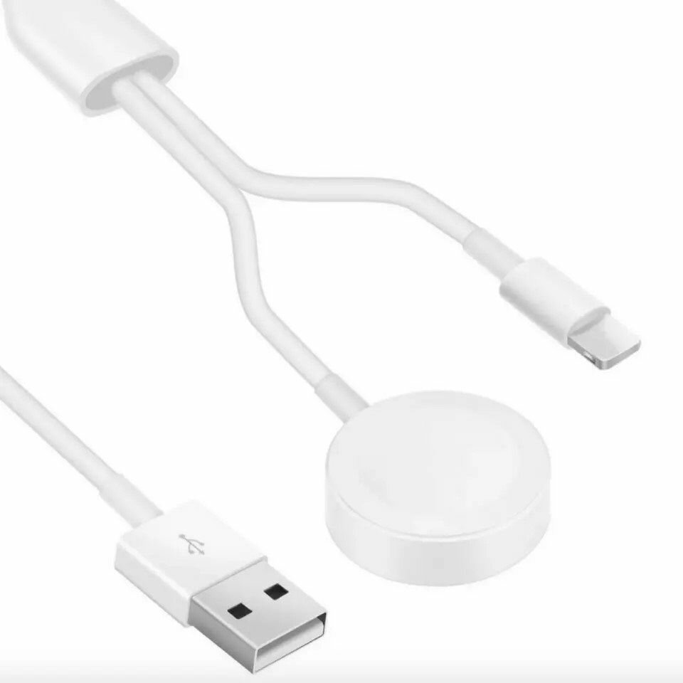 Зарядное магнитное 2 в 1 для IPHONE WATCH, кабель lightning 8 pin и беспроводная зарядка apple