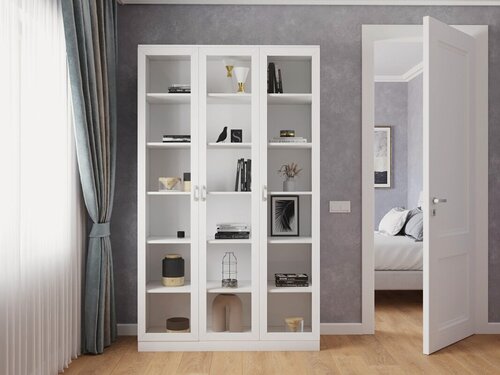 Изображение товара Книжный шкаф МебельЛэнд24 Библиограф - 3 №1 Белый 130x30x220