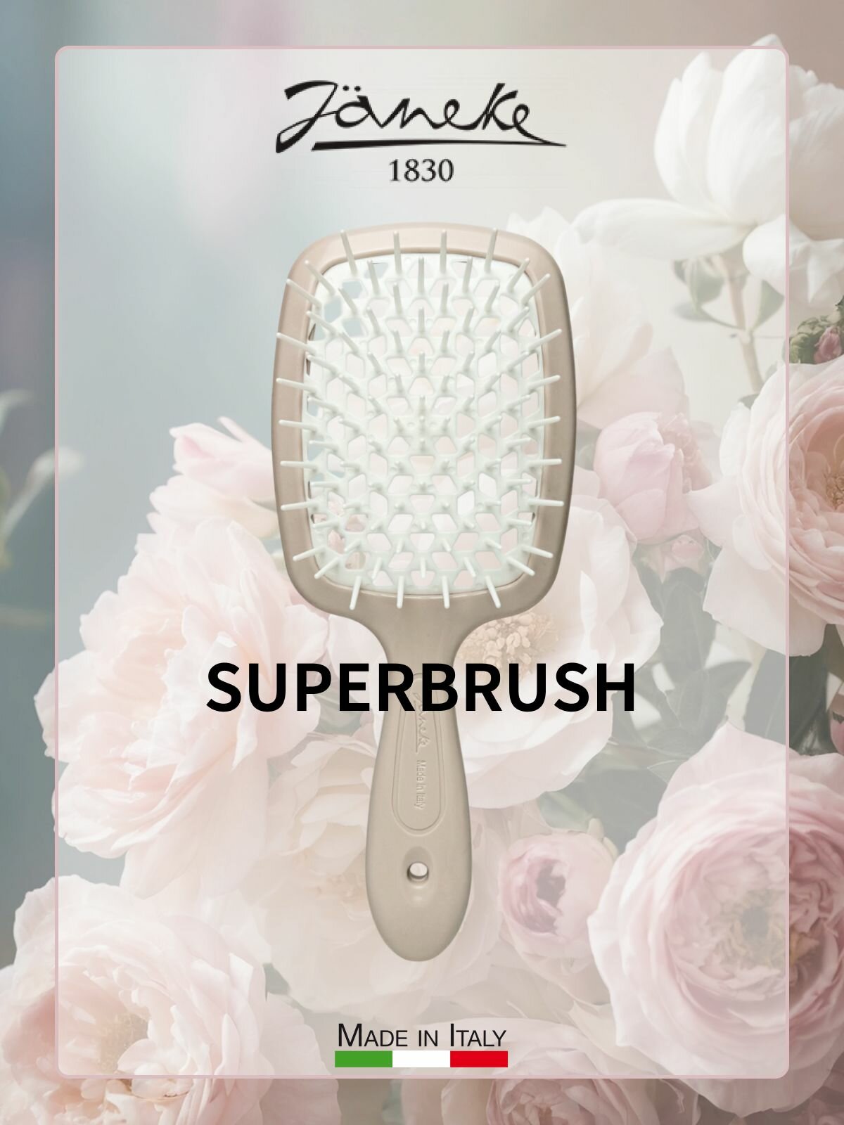 Janeke SUPERBRUSH Щетка для волос, 94SP226RSA, пепел розы/белый, 20,3x8,5x3,1 см