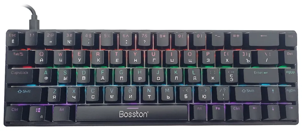Клавиатура проводная игровая Bosston Wired Mechanical Keyboard MK68 (Black) RU/EN