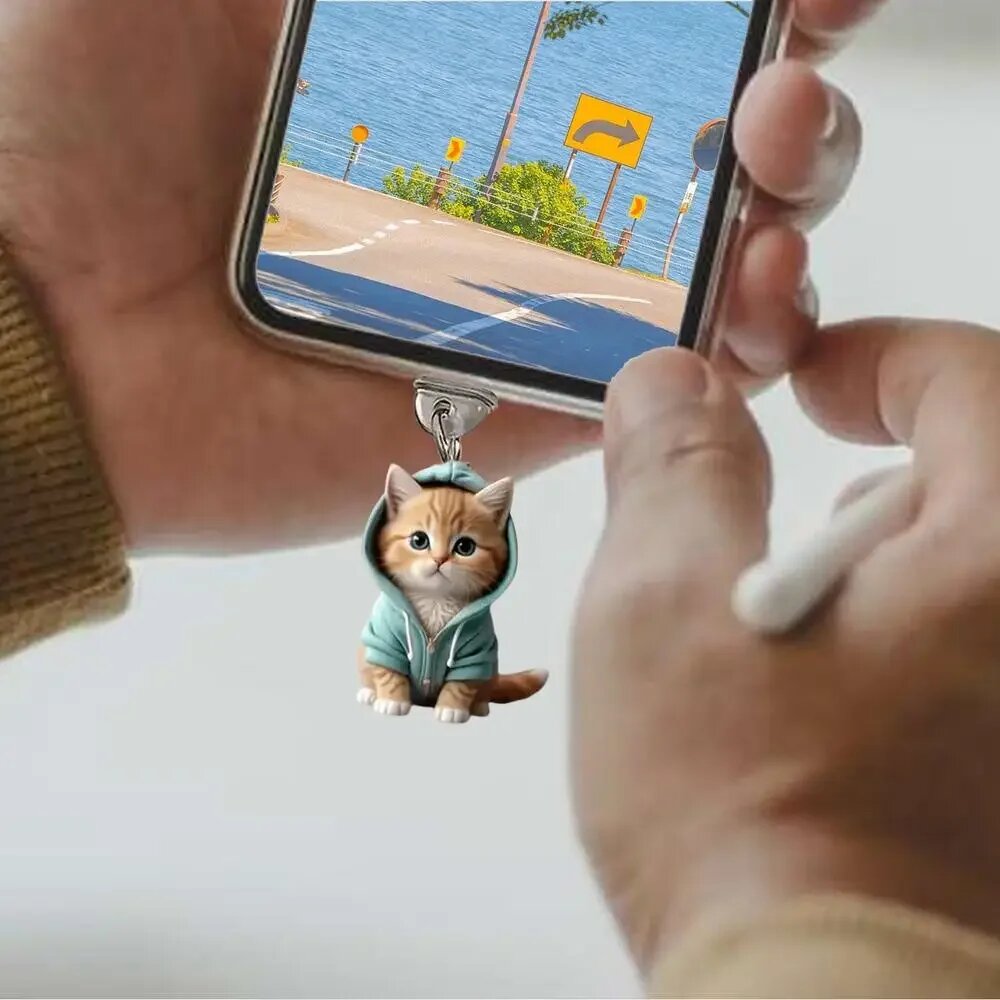 Новая пылезащитная заглушка для мобильного телефона Kawaii, милый котенок, порт зарядки, кошачья пылезащитная заглушка, интерфейс, декоративная пылезащитная крышка, аксессуар, for iPhone — фото 1