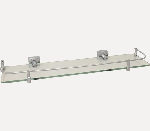 Изображение товара Полка под зеркало Fixsen Kvadro FX-61303B 60 см, прямая, стеклянная, латунь, хром, глянцевая, полка для ванной, с бортиком