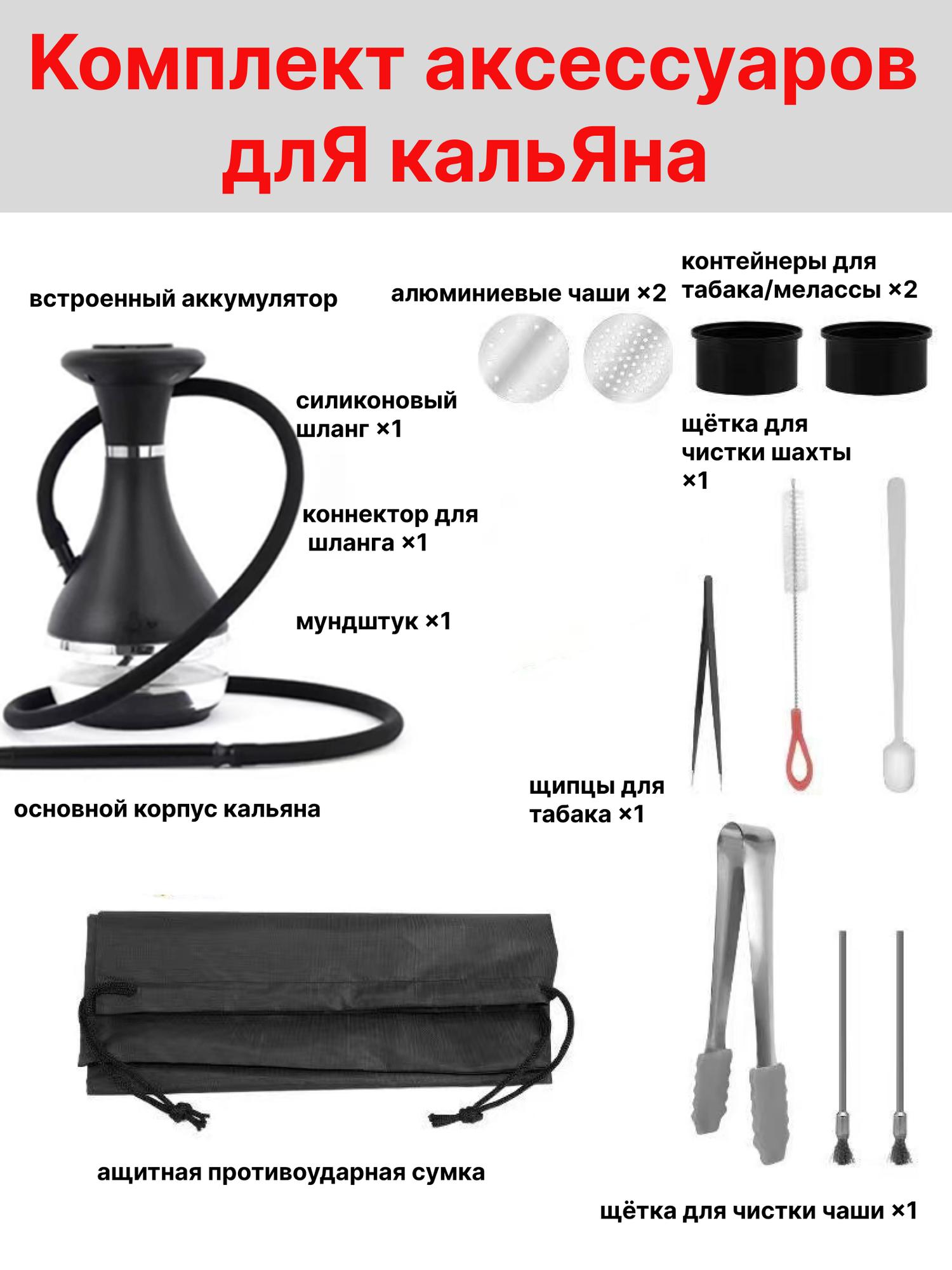 Полный набор, 1шт Чёрный，В комплект входит 14 аксессуаров.