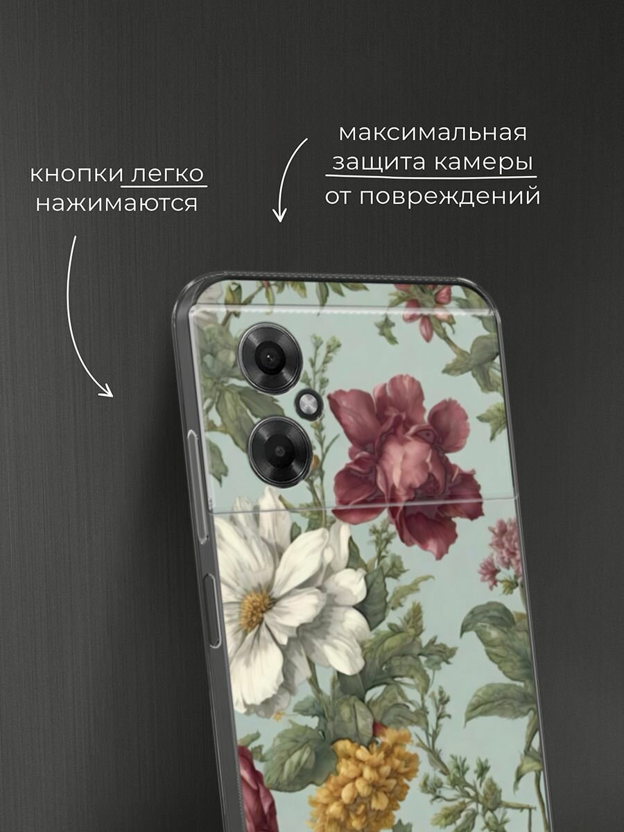 Чехол на Xiaomi Poco M4 5G / Сяоми Поко M4 5G с принтом Акварельные красные цветы — фото 1