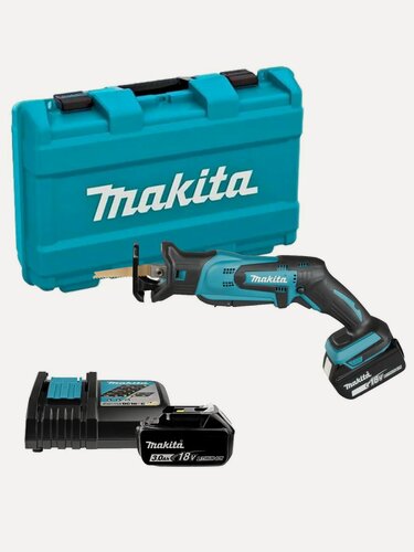 Изображение товара Пила сабельная аккумуляторная 50мм 18В Li-Ion 2x3Ач, з/у Makita DJR185RFE