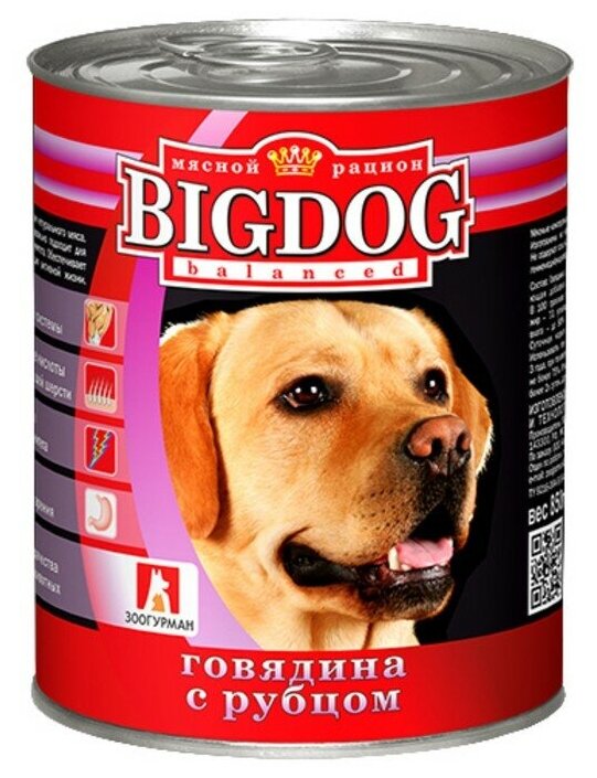 Зоогурман BIG DOG консервы для собак Говядина с рубцом 850г