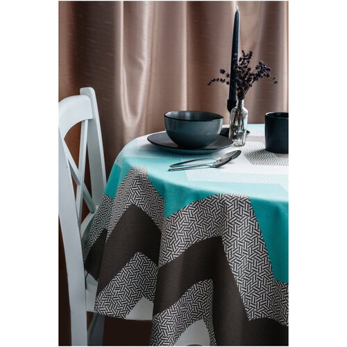 Скатерть столовая овальная, текстиль, хлопок/пэ, принт, 200*145 см, 1 штука