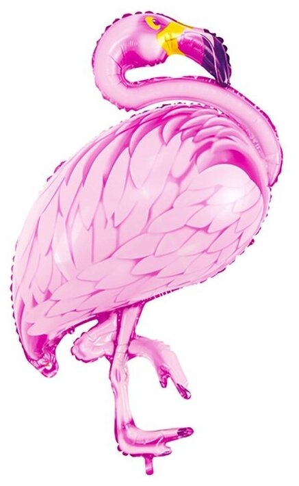 Воздушный шар фольгированный PartyDeco фигура/фигурный Фламинго розовый, 95х70 см