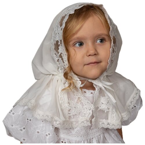 фото Платок , размер 4-10 лет, белый крестим деток