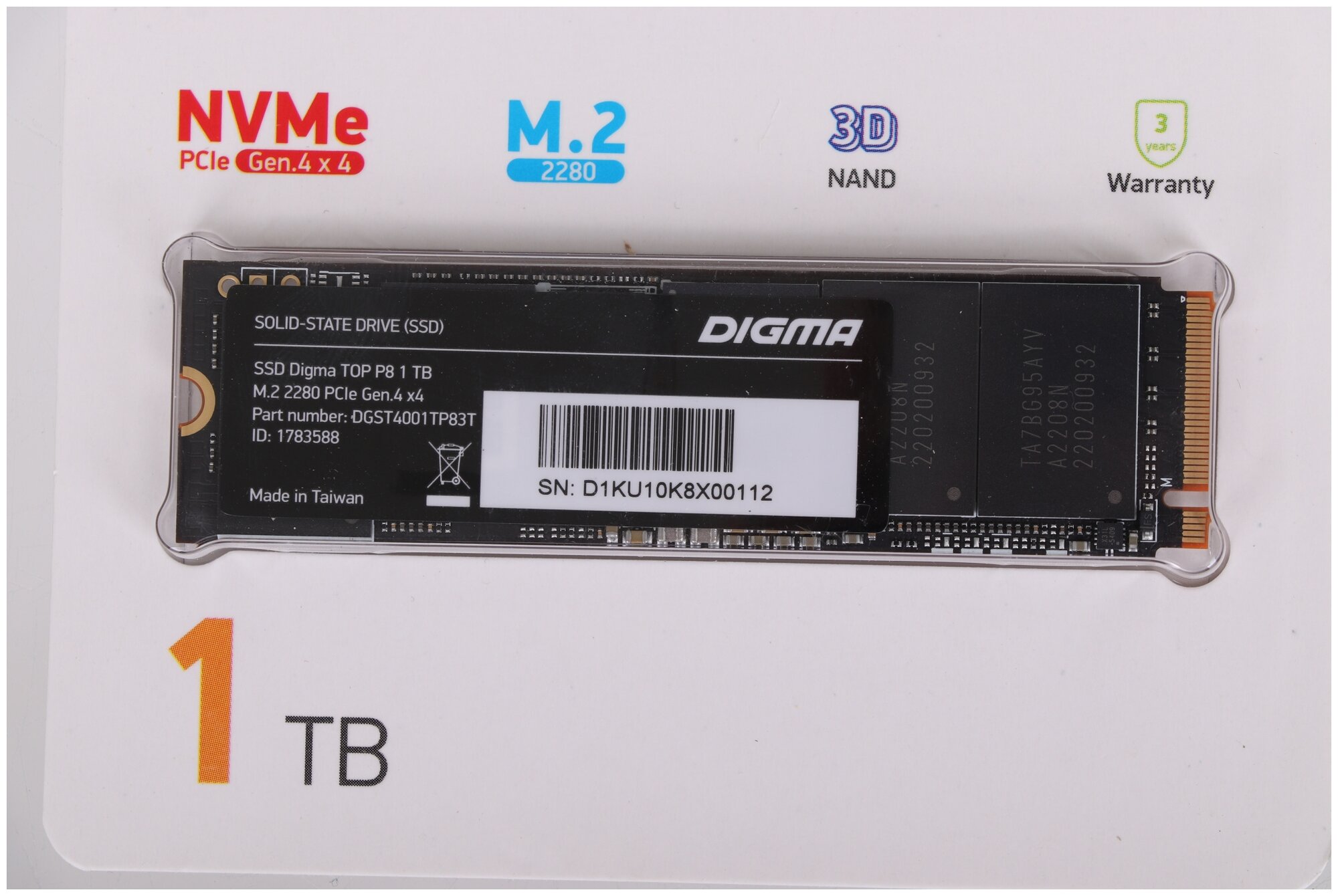 Накопитель SSD Digma 1Tb (DGST4001TP83T) - фото №3