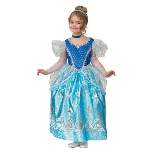 фото Карнавальный костюм «принцесса золушка», текстиль-принт, платье, перчатки, брошь, р. 32, рост 122 см батик