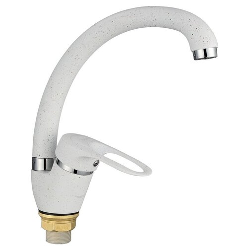 Смеситель для кухни/Кухонный смеситель с боковой ручкой EDENY черный матовый, однорычажное управление. Поворотный излив. Монтаж на одно отверстие, на гайке. Гибкая подводка. Присоединительный размер 1/2