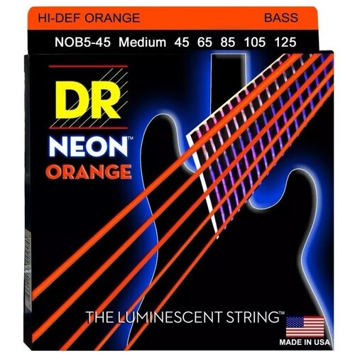 Набор струн DR NOB5-45 HI-DEF Neon Orange, 1 уп. струны для бас гитары dr string sfl 45