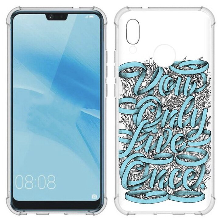 Чехол задняя-панель-накладка-бампер MyPads слова из ленты абстракция для Huawei P20 Lite/Nova 3e противоударный