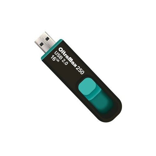 Флешка OltraMax 250, 16 Гб, USB2.0, чт до 15 Мб/с, зап до 8 Мб/с, бирюзовая флешка oltramax 250 64 гб usb2 0 чт до 15 мб с зап до 8 мб с бирюзовая