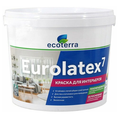 Краска акриловая Ecoterra Eurolatex 7 матовая белый 6 л 6 кг