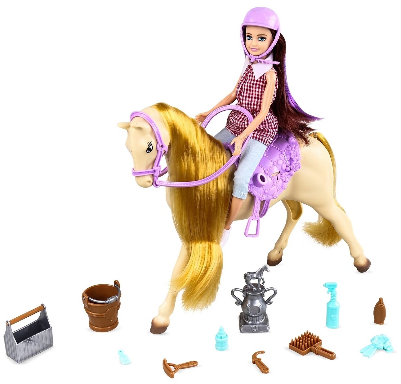 Кукла "Наездница", 22 см, лошадка, аксессуары