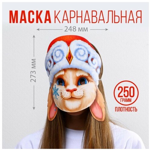 Маска на резинке «Кролик в шапке», 24,8 х 27,3 см, 250 гр/кв. м , 10 шт.