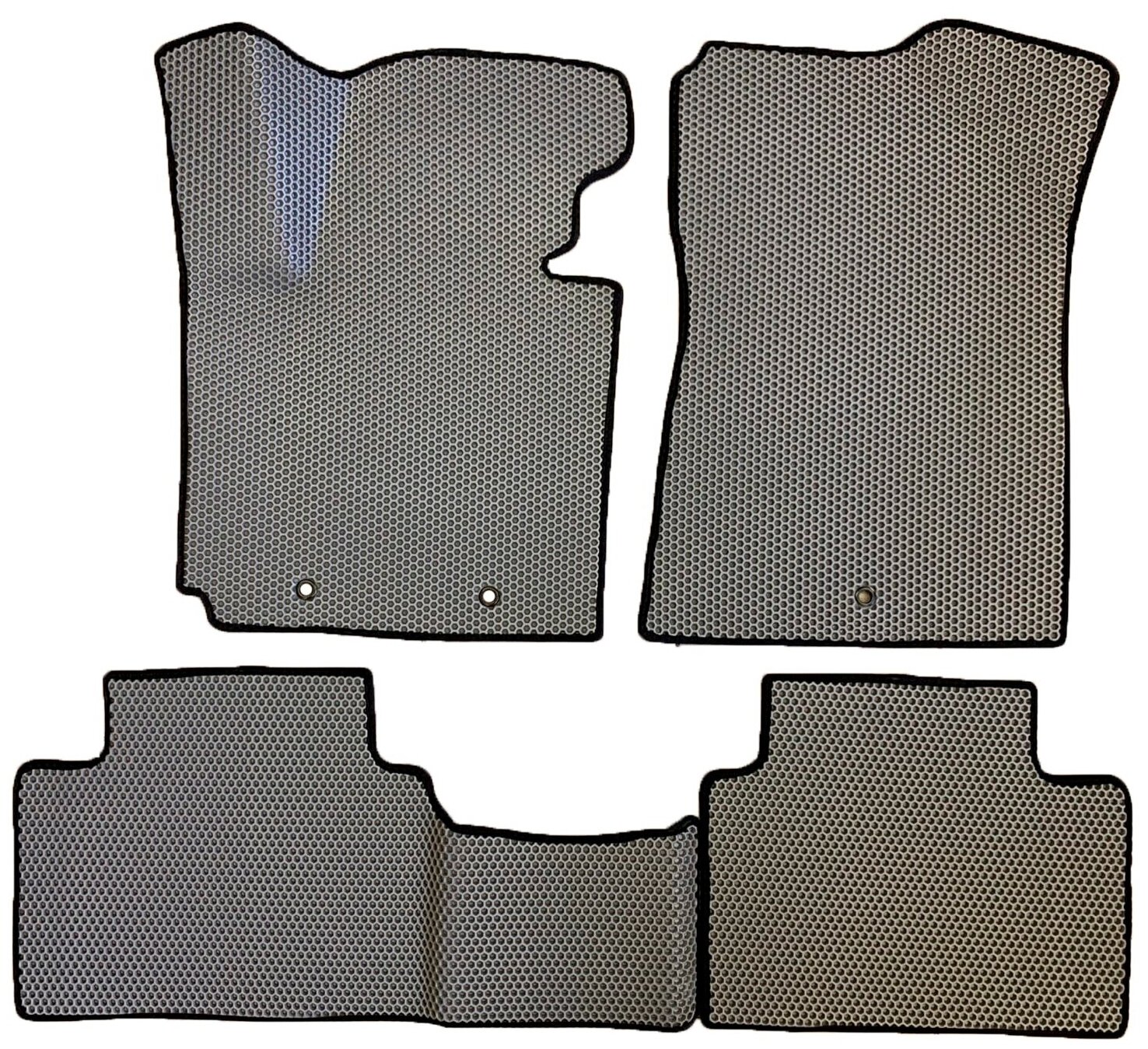 ЕВА коврики для Kia Soul 2 (2013-2019) / Киа Соул 2, 3Д лапка - без разреза / Серые соты / Черный кант / Комплект 4 шт.