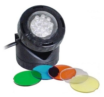 PL1 LED подсветка одинарная подводная/надводная 12 V 16 W со светодиодами 4 цветных фильтра