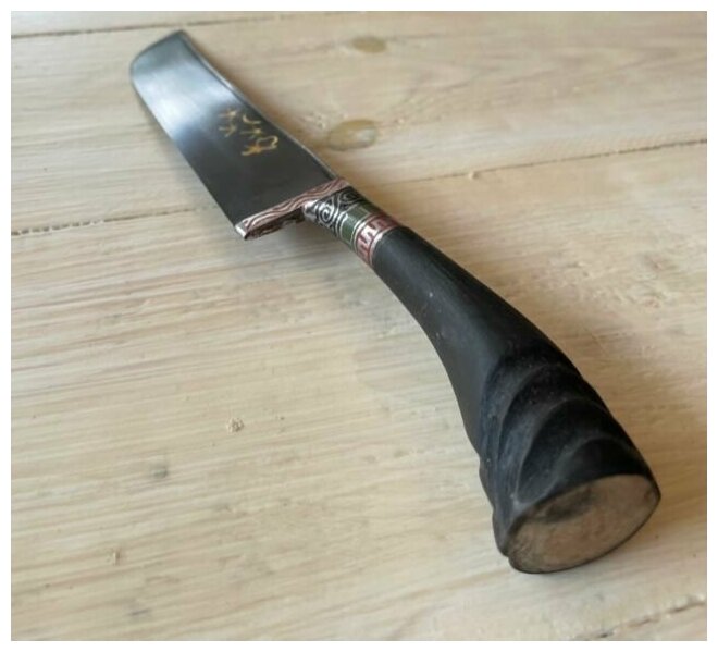 Нож узбекский Пчак, длина лезвия 16 см, ручка рог быка - фотография № 6