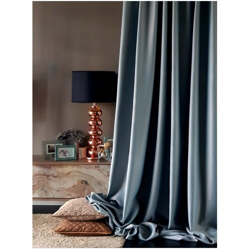 Штора FILIGRANA блэкаут ширина 200 см высота 260 см, зелено-голубой, Premium качество