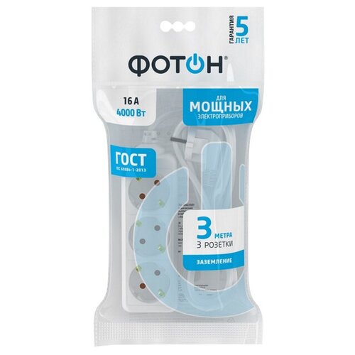 Удлинитель 3м 3-местный сз 16А для дома 16-33Е белый 2317₽