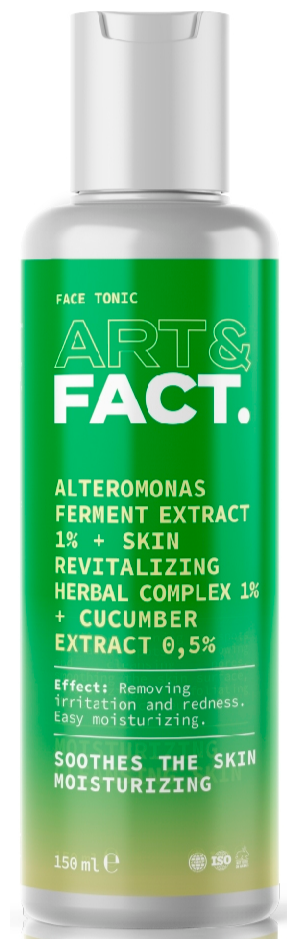 ART&FACT Тоник увлажняющий успокаивающий для лица / Alteromonas Ferment 1%+Skin Revitalizing Herbal 1%+cucumber 0,5% 150 мл - фото №2