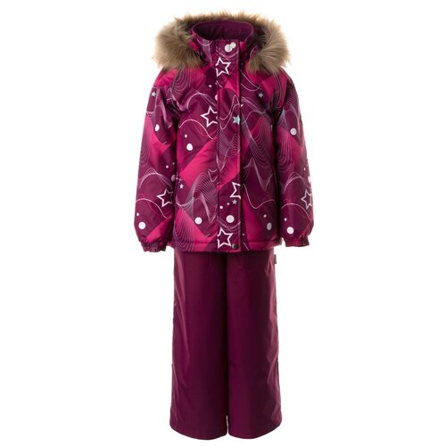 Комплект куртка и полукомбинезон для девочек HUPPA MARVEL, бордовый с принтом/бордовый 22134, размер 104