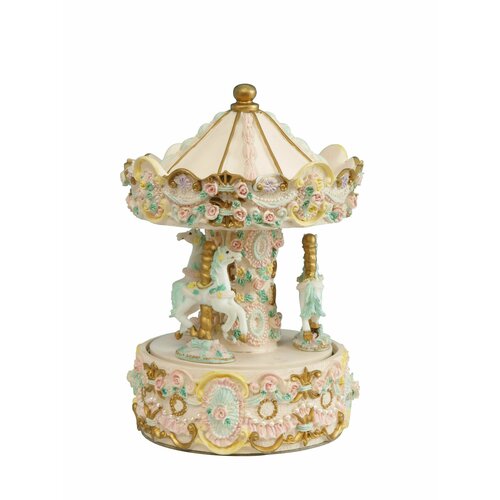 Музыкальная шкатулка MUSICBOX CAROUSEL BEIGE 11x16,5см, бежевый, полистоун, вращается под музыку Моцарта