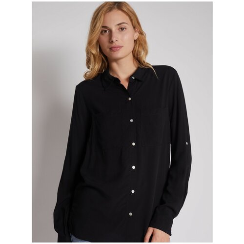 фото Рубашка с подхватами на рукавах, цвет черный, размер m zolla