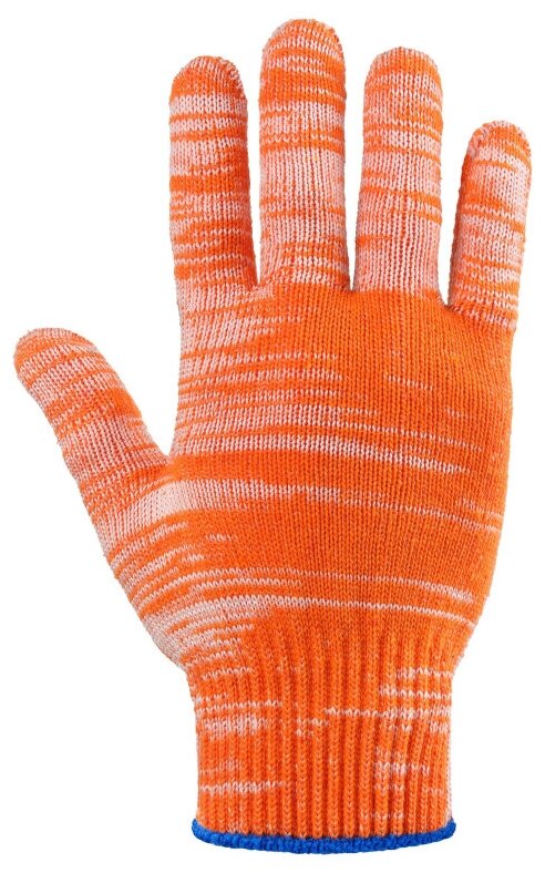 Перчатки х/б 10 класс вязки оранжевые плотные Елочка инд/уп - фотография № 3