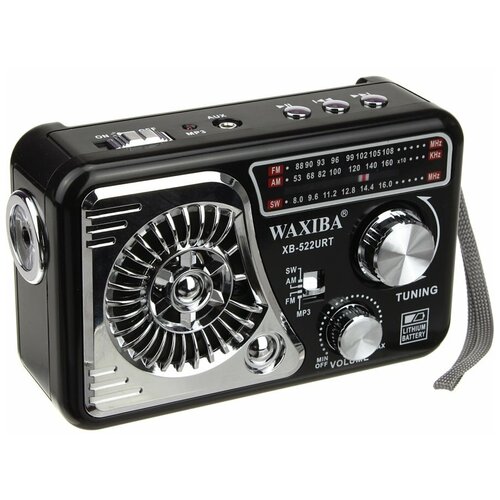 Радио 522URT Waxiba USBmicroSD фонарик черное 201900₽