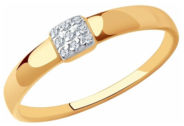 Кольцо Diamant, красное золото, 585 проба, фианит, размер 19